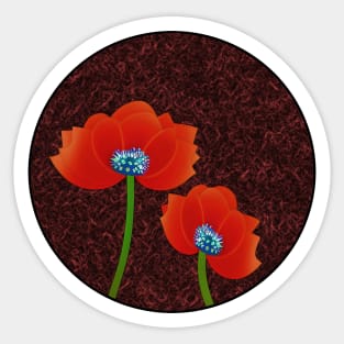 Digital Abstract of Red Poppies Back Version (MD23Mrl004) Sticker